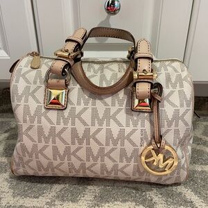 Michael Kors Cream Monogram Satchel